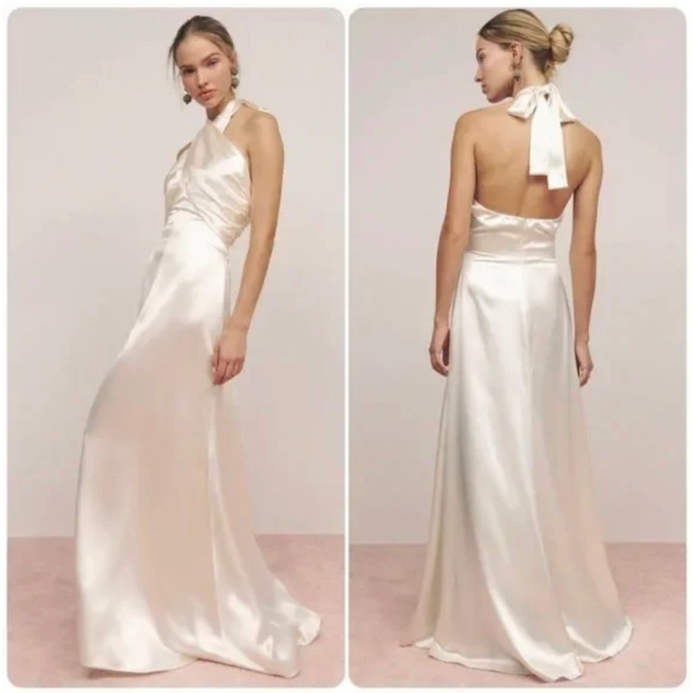 Reformation Veria Silk Dress White